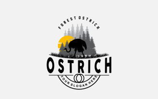 Ostrich Logo Design Desert Animal Forest V10