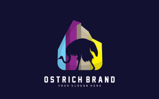 Ostrich Logo Design Desert Animal Forest V12