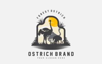 Ostrich Logo Design Desert Animal Forest V13