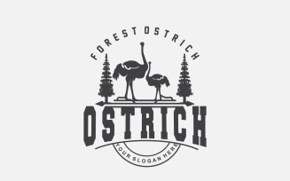 Ostrich Logo Design Desert Animal Forest V1