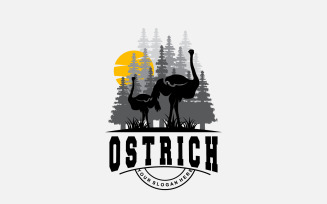 Ostrich Logo Design Desert Animal Forest V3