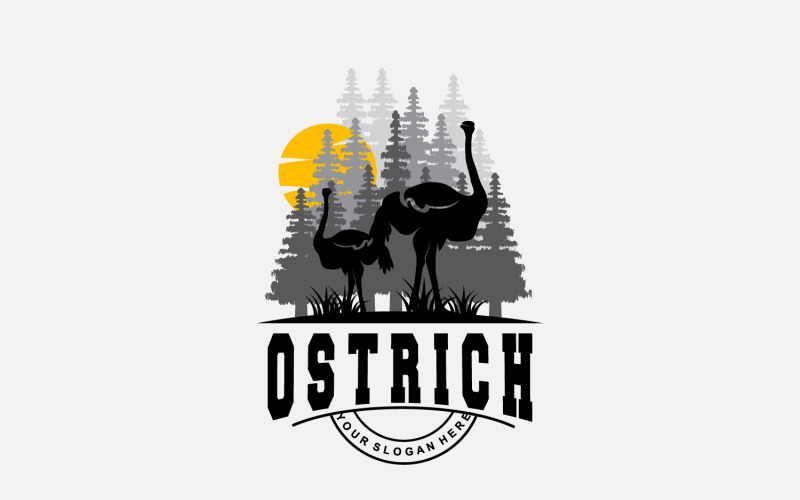 Ostrich Logo Design Desert Animal Forest V3 Logo Template