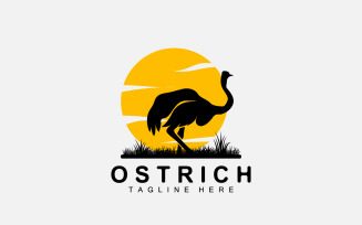 Ostrich Logo Design Desert Animal Forest V5