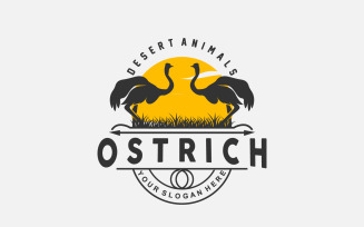 Ostrich Logo Design Desert Animal Forest V6