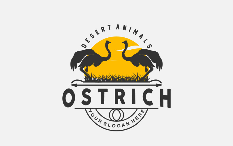 Ostrich Logo Design Desert Animal Forest V6 Logo Template