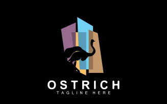 Ostrich Logo Design Desert Animal Forest V7