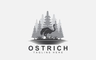 Ostrich Logo Design Desert Animal Forest V8