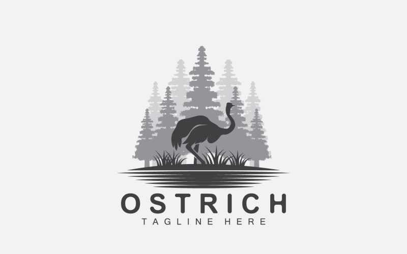 Ostrich Logo Design Desert Animal Forest V8 Logo Template