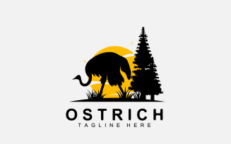 Ostrich Logo Design Desert Animal Forest V9