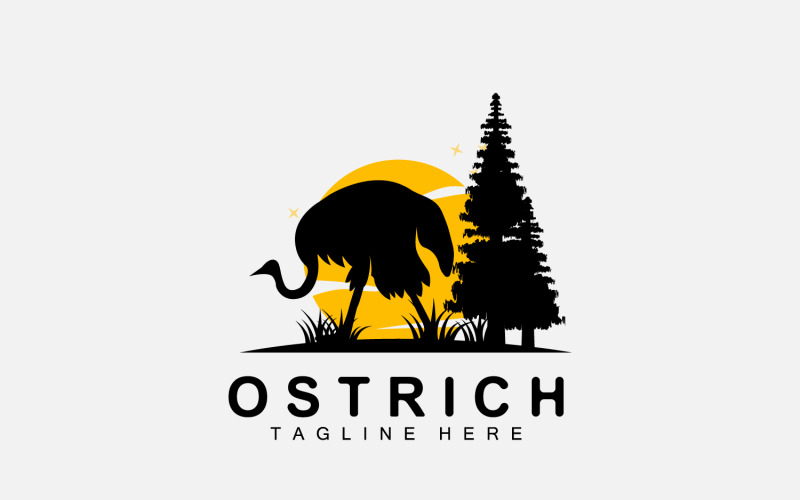 Ostrich Logo Design Desert Animal Forest V9 Logo Template