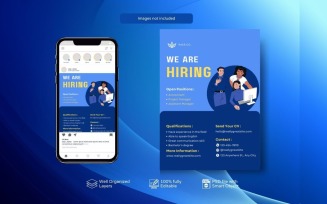 PSD Template for Hiring Job Vacancy Banner Flyer Blue