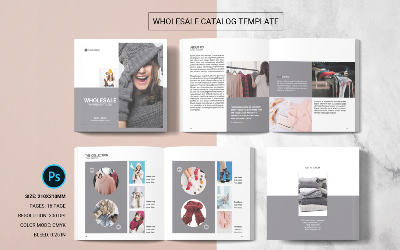 Wholesale Product Catalog Template. Adobe Photoshop Template Corporate Identity