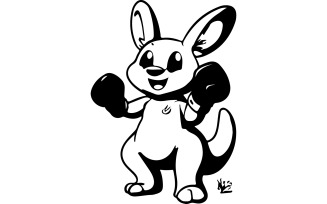 Cute Kawaii soft pastel illustration of kangaroo wearing boxing gloves
