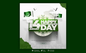 Happy Independence Day Pakistan Social Media Poster Template