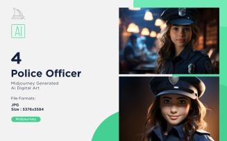 3D Pixar Character Child Girl Police Officer with relevant environment Set