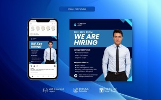 PSD Template for Hiring Job Vacancy Banner Sky Blue