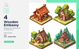Embassy Forest Wooden Building Isometric Set 21