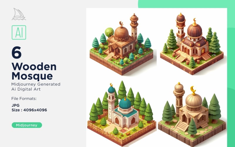 Forest Wooden Building Isometric Set 14 Illustration