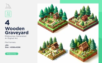 Forest Wooden Building Isometric Set 16