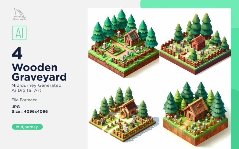 Forest Wooden Building Isometric Set 16 Illustration