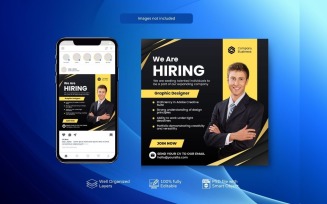 Hiring Job Vacancy: Square Banner Template PSD Black