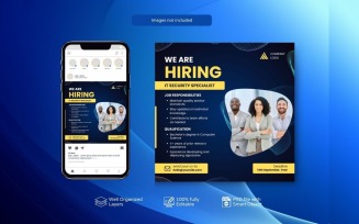 Hiring Job Vacancy: Square Banner Template PSD Dark Blue