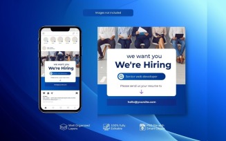 Minimal Square Banner Template: Hiring PSD Job Vacancy