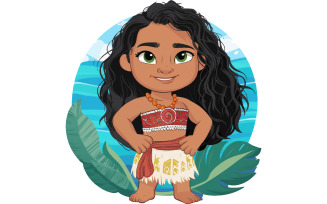 moana cartoon vector, illustration