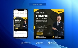 Square Banner Template: Hiring PSD Job Vacancy Black and Yellow