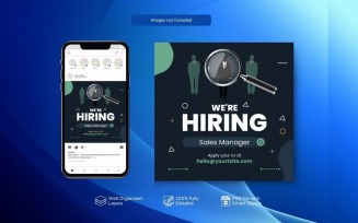 Square Banner Template: Hiring PSD Job Vacancy Dark