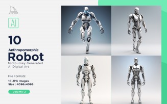 Anthropomorphic Male And Female Futuristic Robots Set V-2