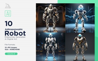 Anthropomorphic Male And Female Futuristic Robots Set V-8