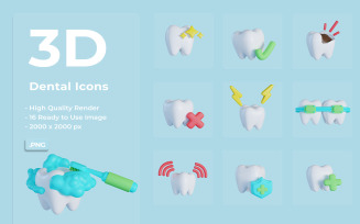 3D Dental Icon Set Design