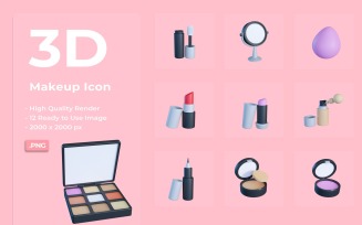 3D Makeup Icon Set Design