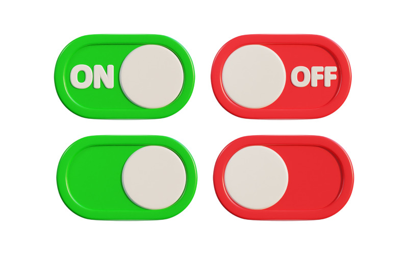 3D Toggle Switch Buttons ON and OFF icon vector illustration Vector Graphic