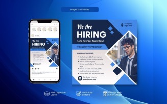 Job Vacancy PSD Template: Hiring Banner Design Blue