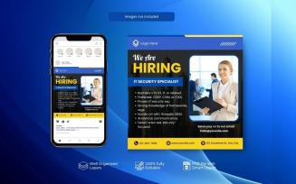 Job Vacancy PSD Template: Hiring Banner Design Yellow and Blue