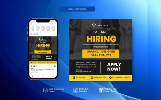 Modern Square Banner Template: Hiring PSD Job Vacancy