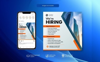 Orange Square Banner Template: Hiring PSD Job Vacancy