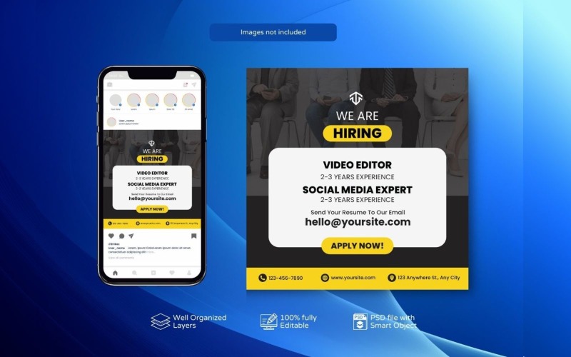 Square Banner PSD Template: Hiring PSD Job Vacancy Social Media