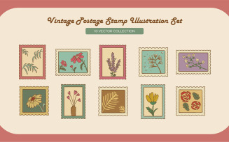 Vintage Postage Stamp Vector Set