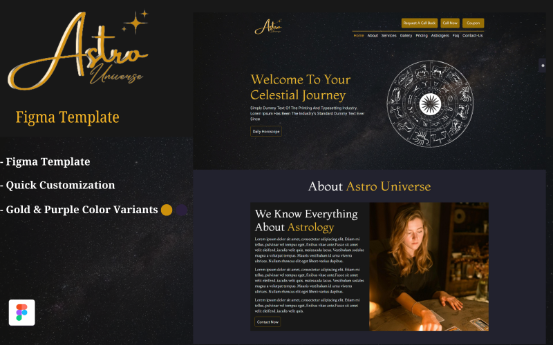 AstroUniverse | Figma Template For Astrologers and Future Teller UI Element