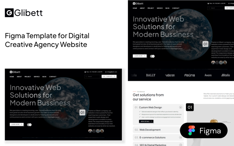 Glibett - Figma Template for Digital Creative Agency Website UI Element