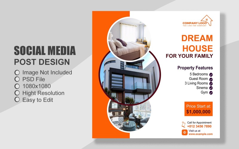 Real Estate Social Media Post Template in PSD - 062