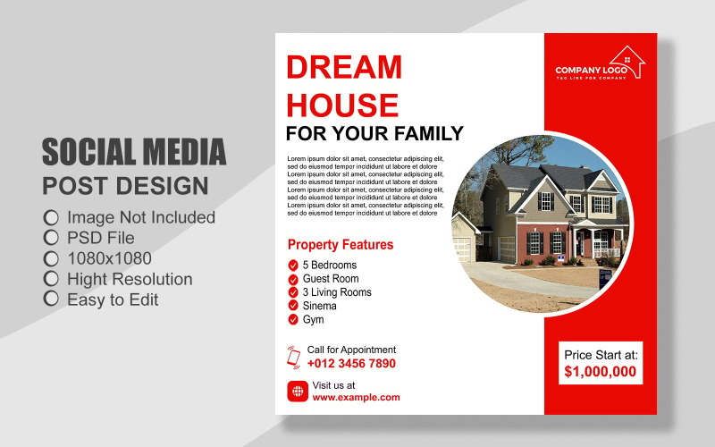 Real Estate Social Media Post Template in PSD - 067