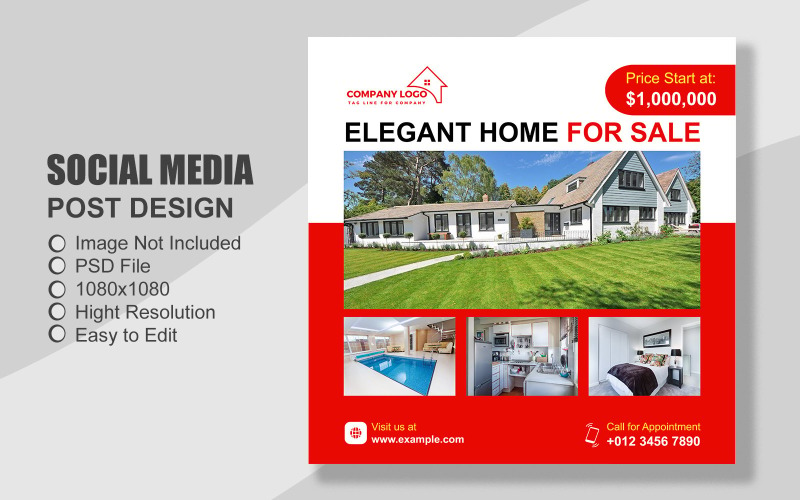 Real Estate Social Media Post Template in PSD - 068