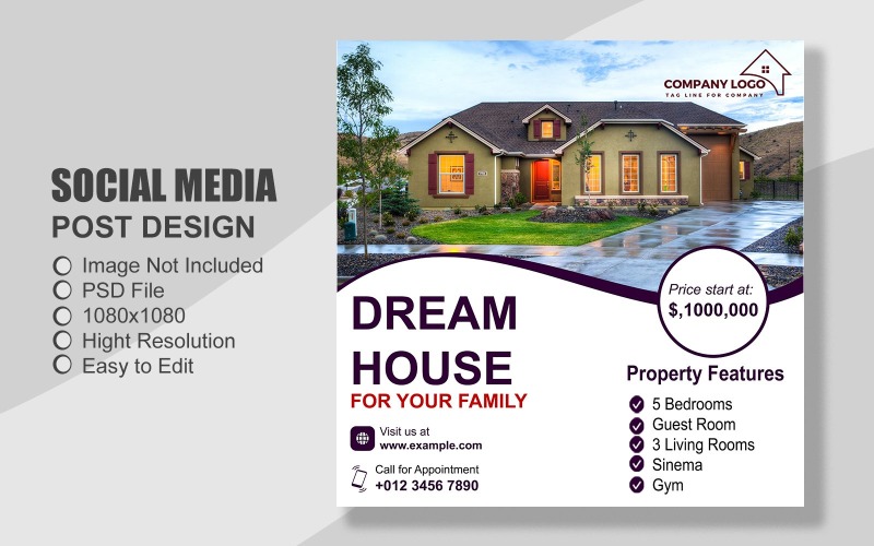 Real Estate Social Media Post Template in PSD - 073