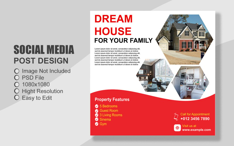 Real Estate Social Media Post Template in PSD - 074