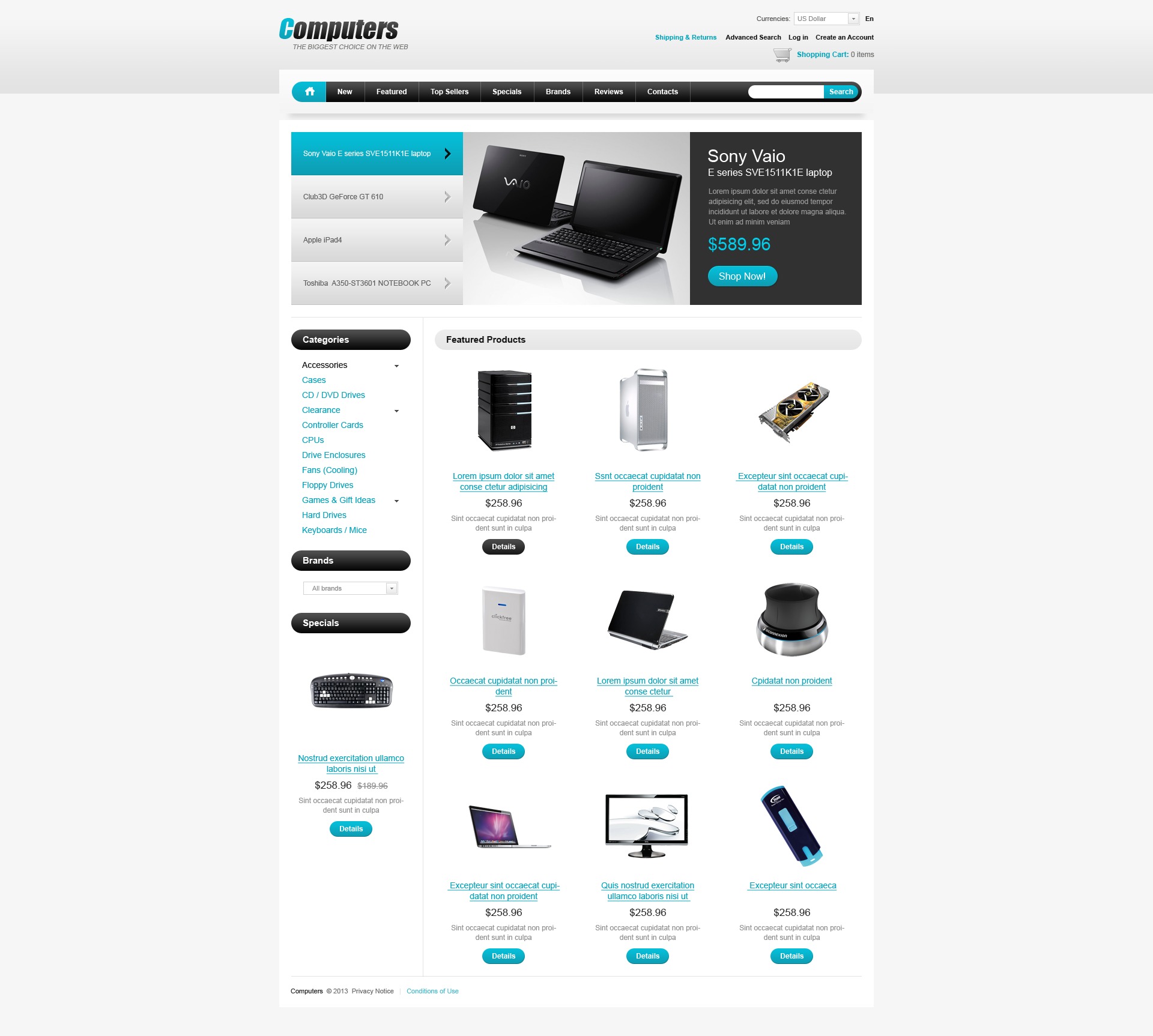 computers web store oscommerce template 43333
