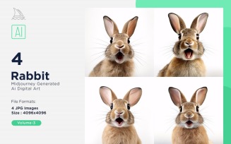 Rabbit funny Animal head peeking on white background Set 3